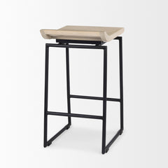 Givens Natural/Black Wood Metal Counter Stool - Ornate Home
