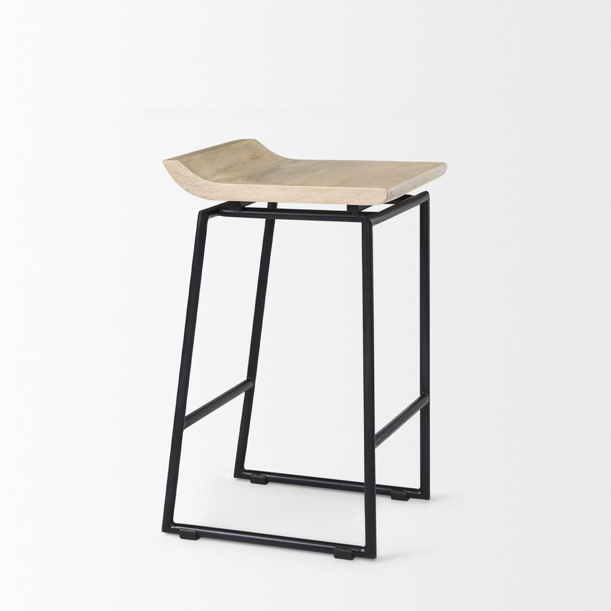 Givens Natural/Black Wood Metal Counter Stool - Ornate Home