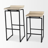 Givens Natural/Black Wood Metal Counter Stool - Ornate Home