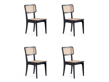 Giverny Dining Chair in Black and Natural Cane (set of 4) - Ornate Home