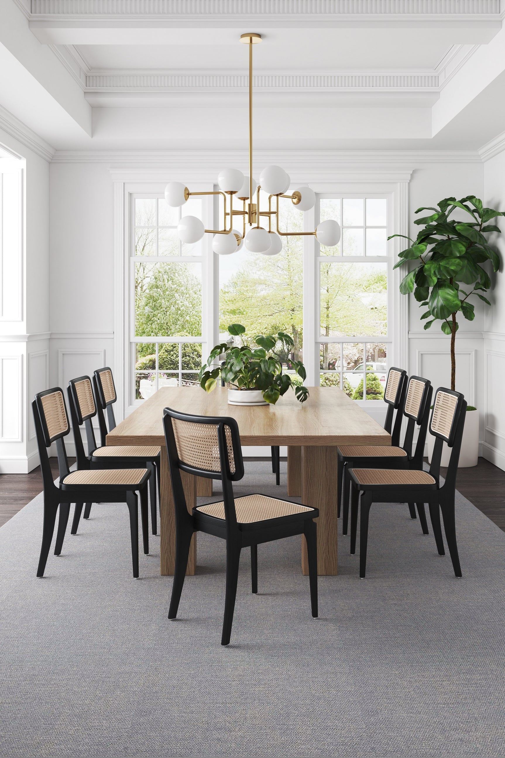 Giverny Dining Chair in Black and Natural Cane (set of 4) - Ornate Home