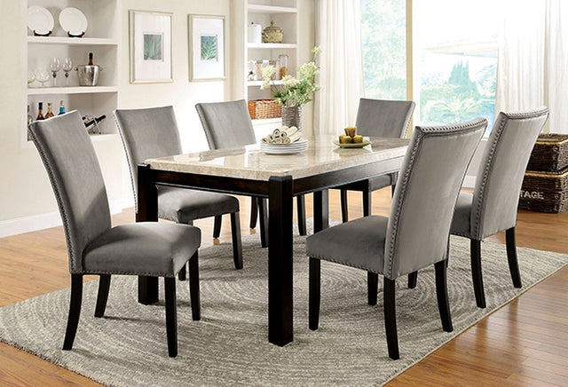 Gladstone Dark Walnut/Ivory 7 Pc Dining Table Set - Ornate Home