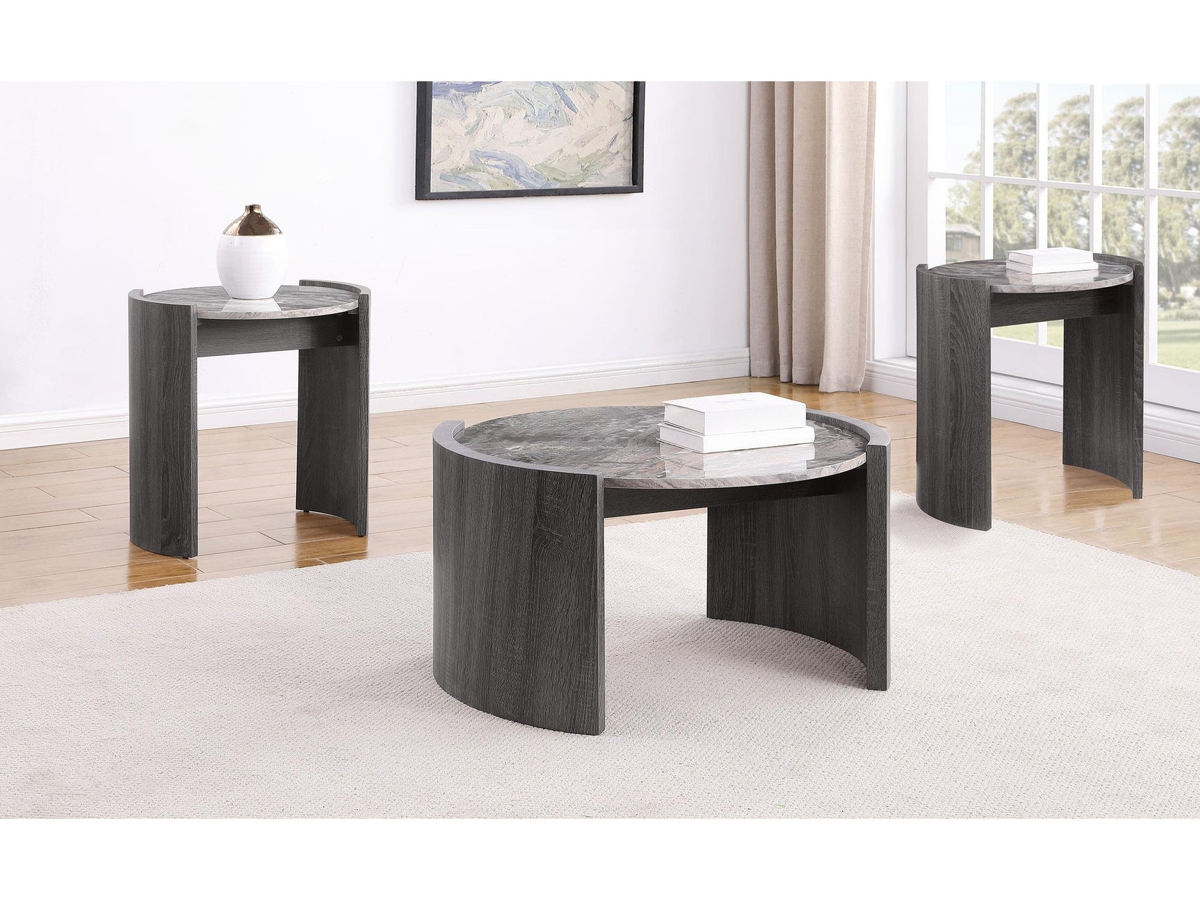 Gladstone Distressed Grey 3-piece Coffee and End Table Set - Ornate Home