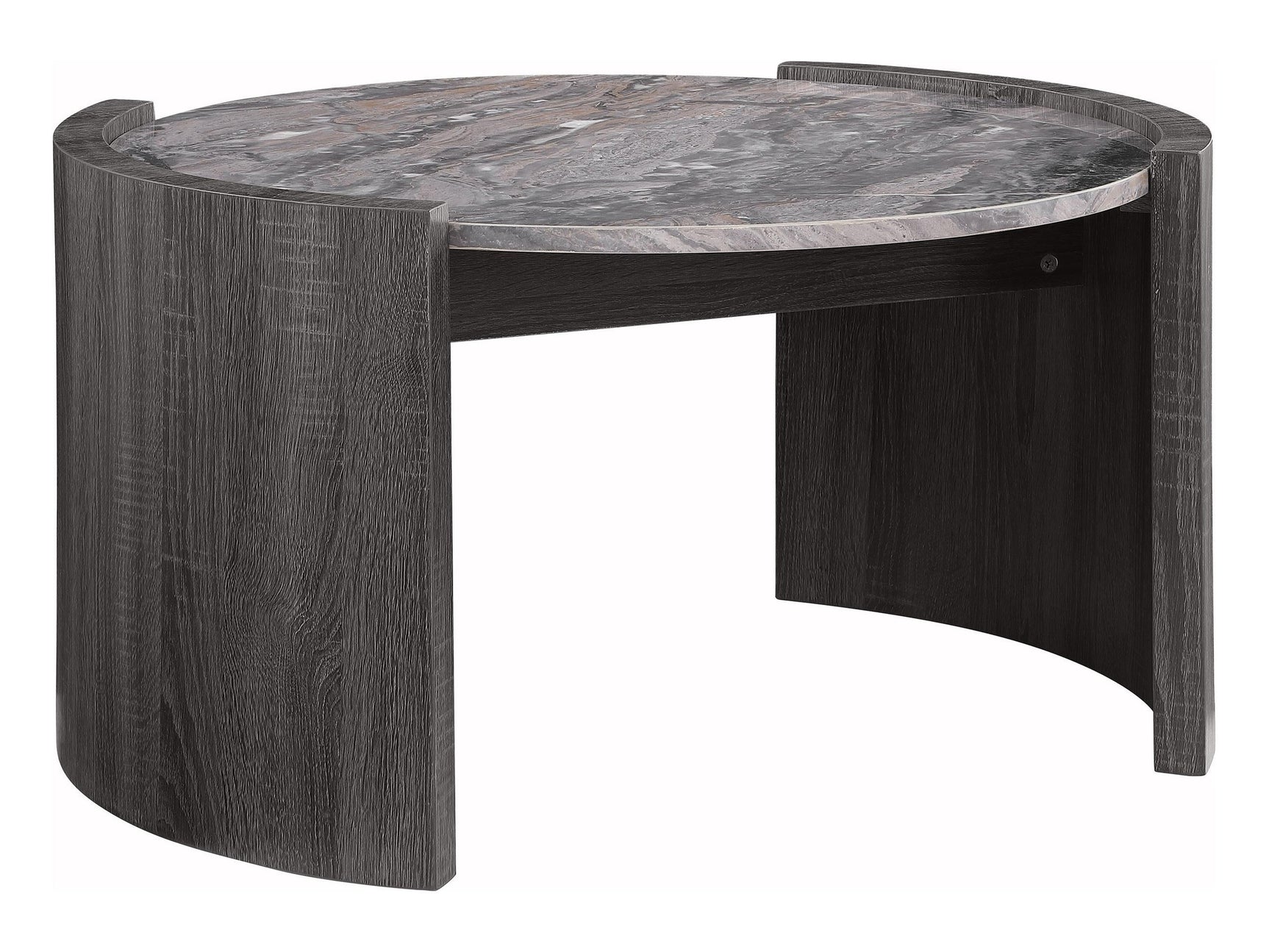 Gladstone Distressed Grey Round Faux Marble Top Coffee Table - Ornate Home