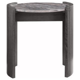 Gladstone Distressed Grey Round Faux Marble Top End Table - Ornate Home