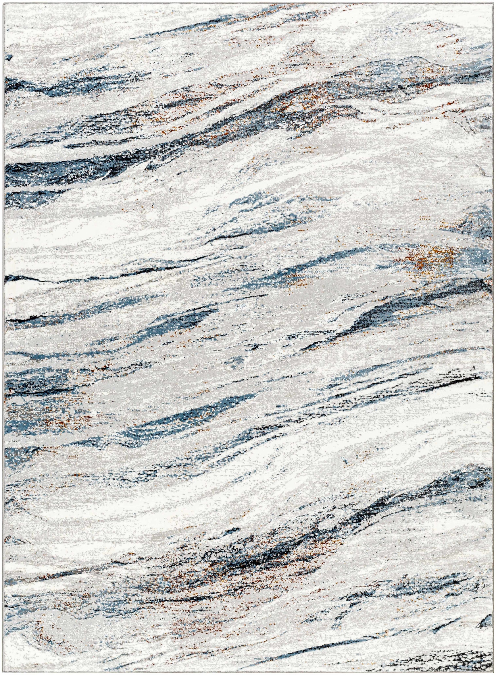 Glain Gray & Blue Marble Area Rug - Ornate Home