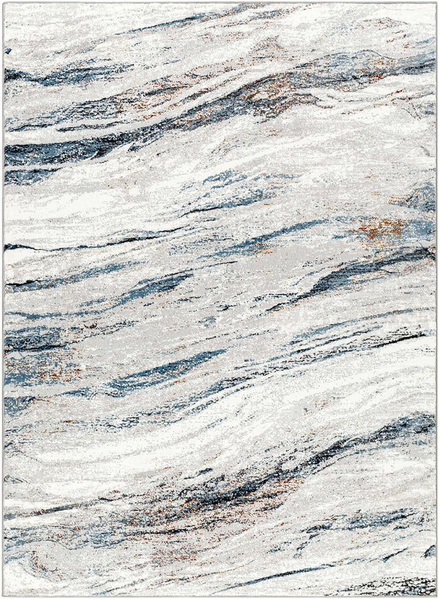 Glain Gray & Blue Marble Area Rug - Ornate Home