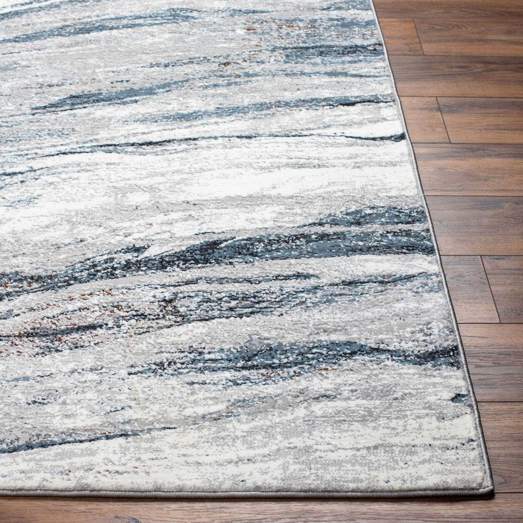 Glain Gray & Blue Marble Area Rug - Ornate Home