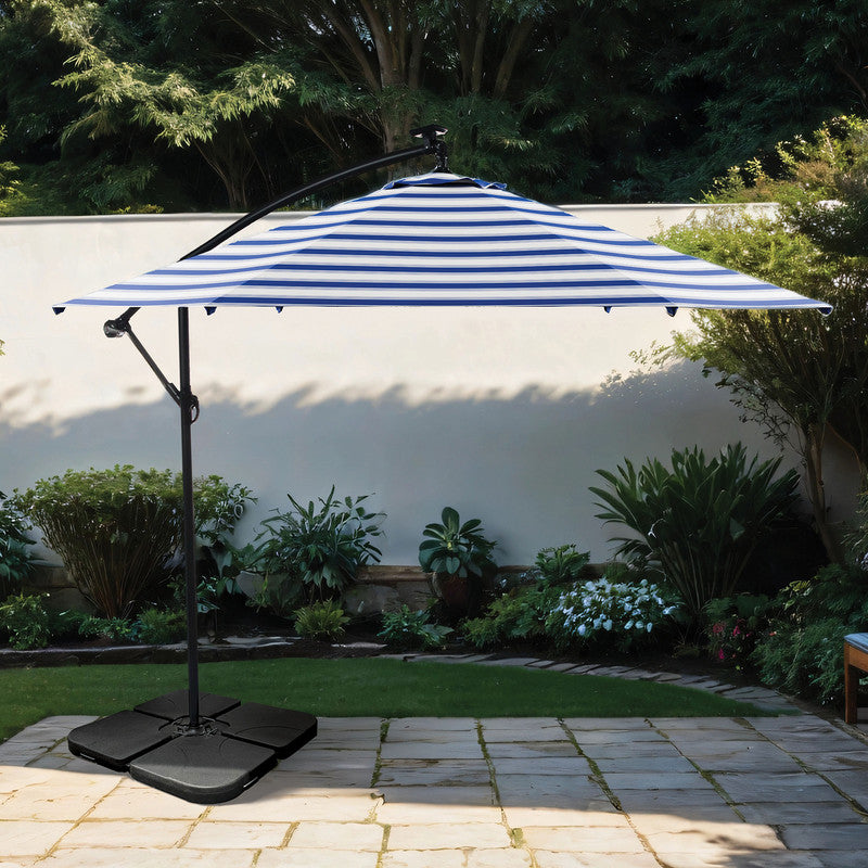 Glam Blue/White/Black Cantilever Umbrella - Ornate Home