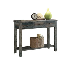 Glancio Antique White & Teal Console Table - Ornate Home