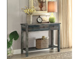 Glancio Antique White & Teal Console Table - Ornate Home