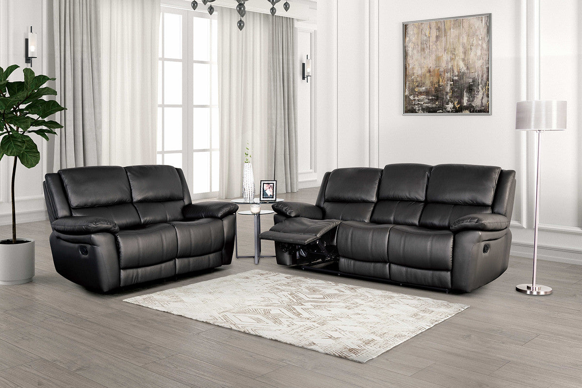Glarus Black Sofa Manual Recliner - Ornate Home
