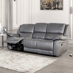 Glarus Dark Gray Leather Match Reclining Living Room Set - Ornate Home