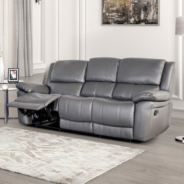 Glarus Dark Gray Leather Match Reclining Living Room Set - Ornate Home