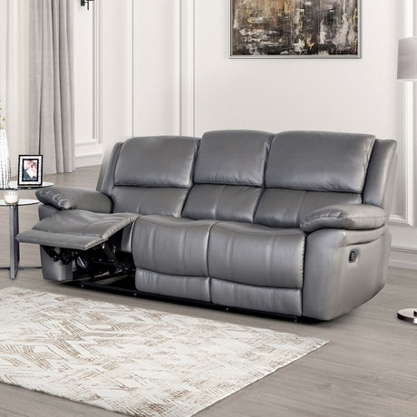 Glarus Dark Gray Leather Match Reclining Living Room Set - Ornate Home