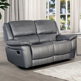 Glarus Dark Gray Leather Match Reclining Living Room Set - Ornate Home