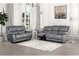 Glarus Dark Gray Leather Match Reclining Living Room Set - Ornate Home