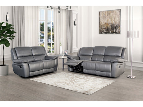 Glarus Dark Gray Leather Match Reclining Living Room Set - Ornate Home