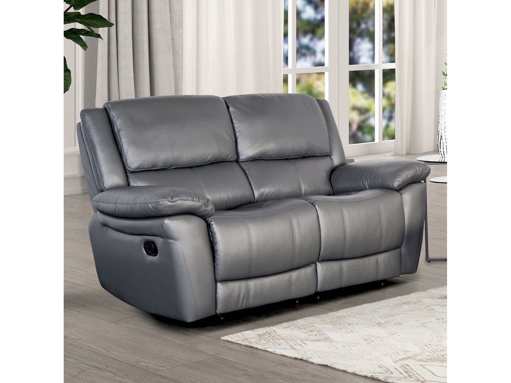 Glarus Dark Gray Leather Match Reclining Loveseat - Ornate Home
