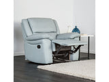 Glarus Powder Blue Leather Match Recliner - Ornate Home