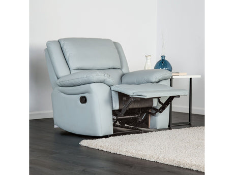 Glarus Powder Blue Leather Match Recliner - Ornate Home