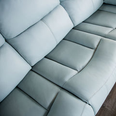 Glarus Powder Blue Leather Match Reclining Living Room Set - Ornate Home