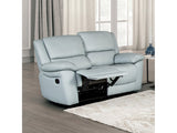 Glarus Powder Blue Leather Match Reclining Loveseat - Ornate Home