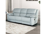 Glarus Powder Blue Leather Match Reclining Sofa - Ornate Home