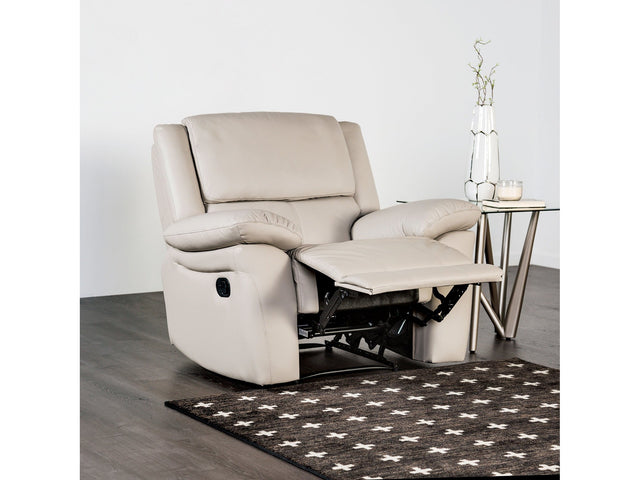 Glarus White Leather Match Recliner - Ornate Home