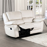 Glarus White Leather Match Reclining Living Room Set - Ornate Home
