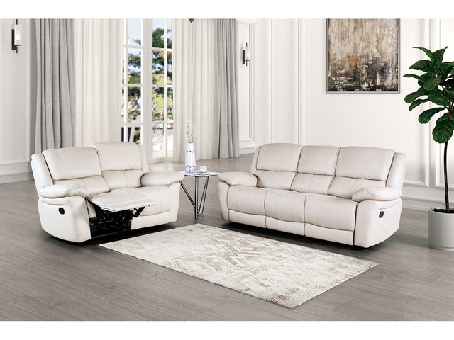 Glarus White Leather Match Reclining Living Room Set - Ornate Home