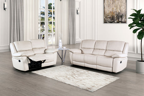 Glarus White Leather Match Reclining Loveseat - Ornate Home