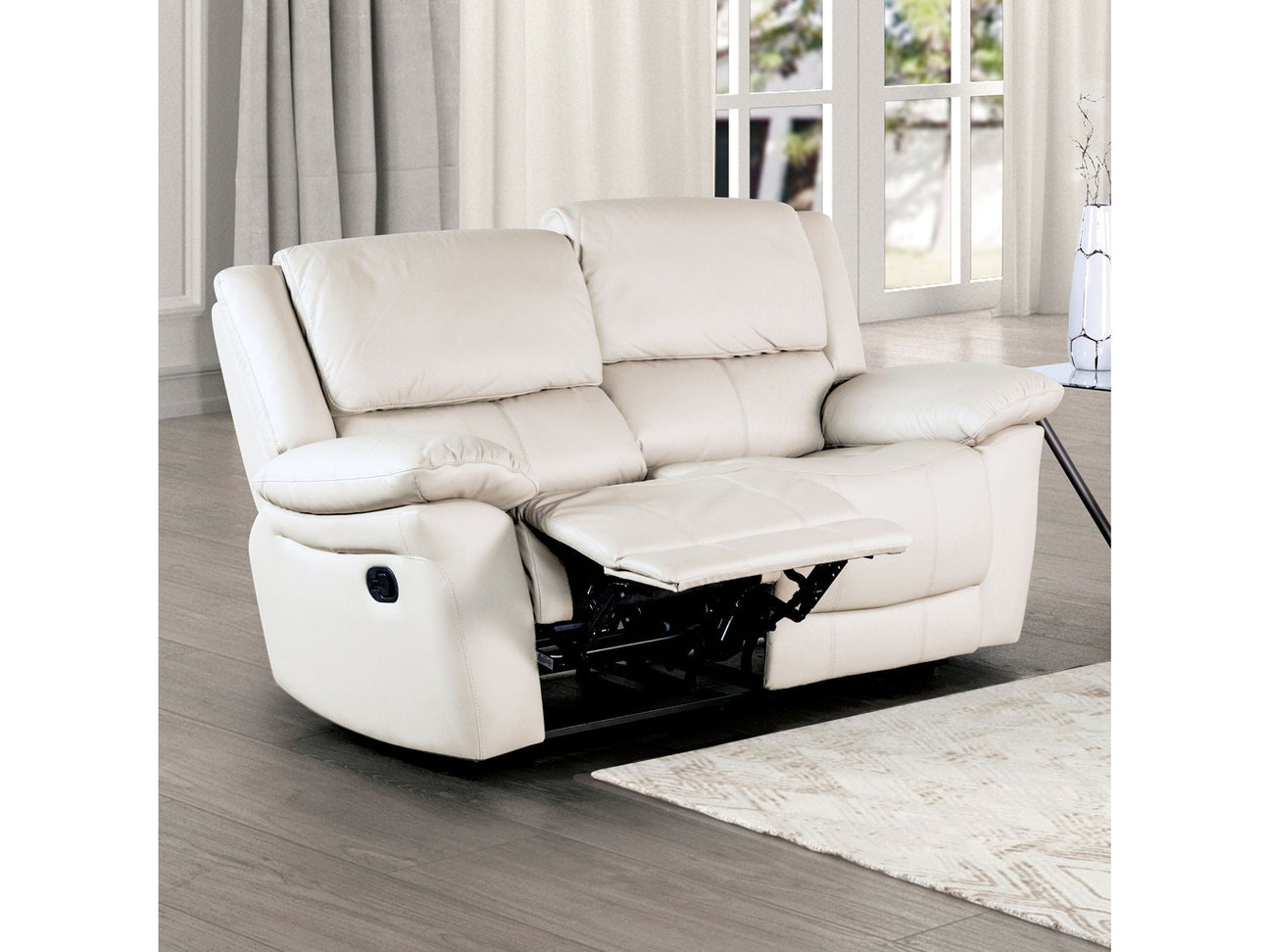 Glarus White Leather Match Reclining Loveseat - Ornate Home