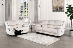 Glarus White Leather Match Reclining Sofa - Ornate Home