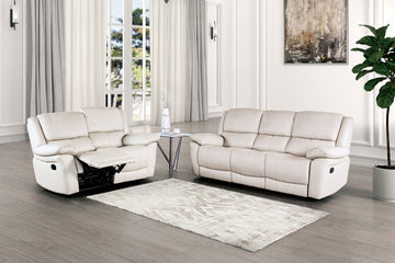 Glarus White Leather Match Reclining Sofa - Ornate Home