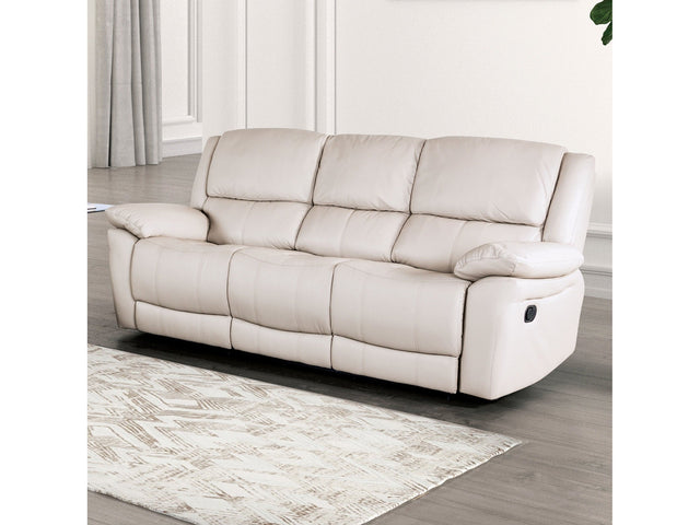 Glarus White Leather Match Reclining Sofa - Ornate Home