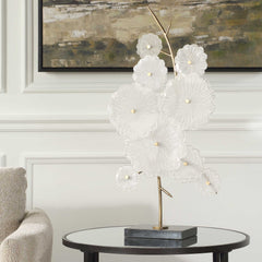 Glass Gold/White Garden Table Sculpture - Ornate Home
