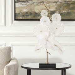 Glass Gold/White Garden Table Sculpture - Ornate Home