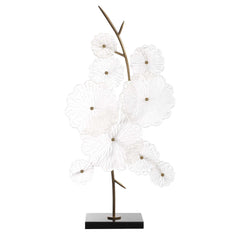 Glass Gold/White Garden Table Sculpture - Ornate Home