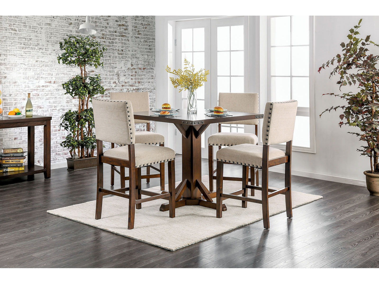 Glenbrook Brown Cherry/Ivory 5 Pc. Counter Height Table Set - Ornate Home