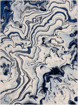 Glendon Cream Blue Marble Rug - Clearance - Ornate Home