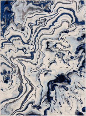 Glendon Cream Blue Marble Rug - Clearance - Ornate Home