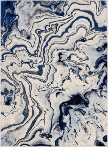 Glendon Cream Blue Marble Rug - Clearance - Ornate Home