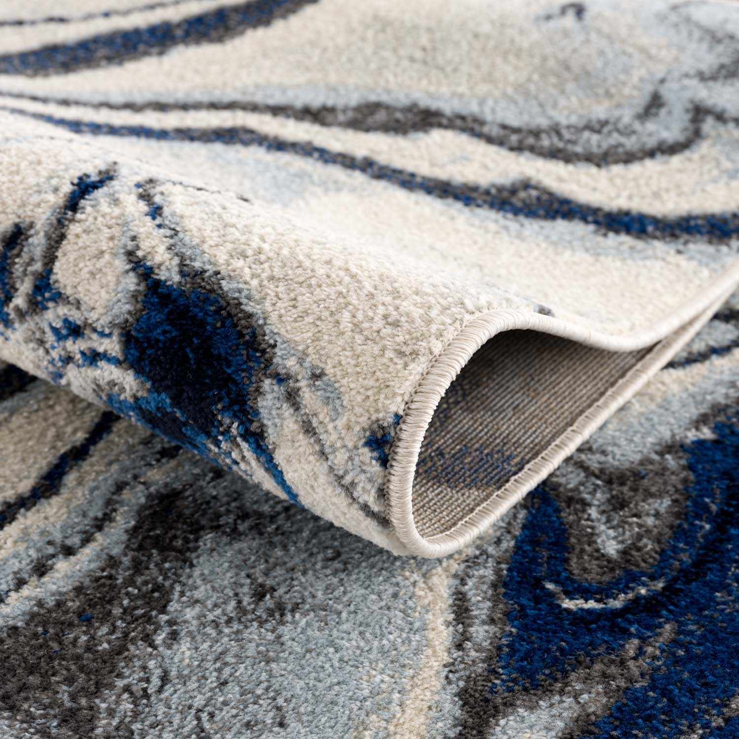 Glendon Cream Blue Marble Rug - Clearance - Ornate Home