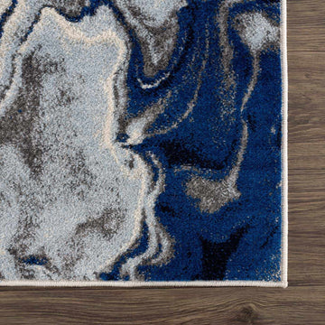 Glendon Cream Blue Marble Rug - Clearance - Ornate Home