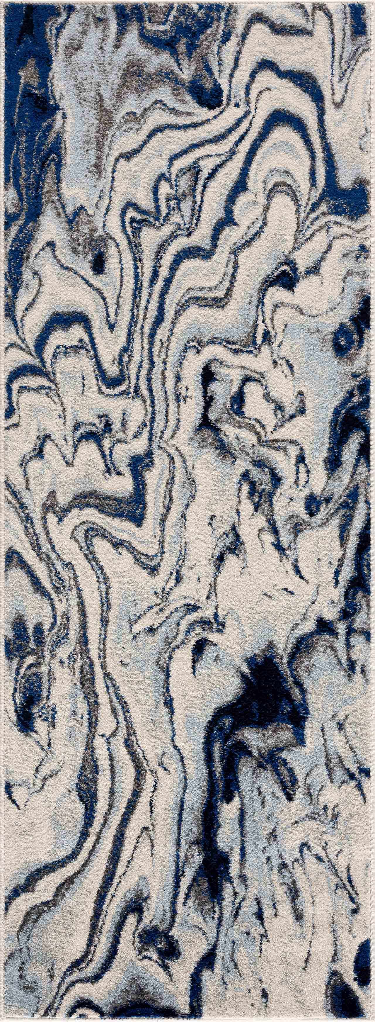 Glendon Cream Blue Marble Rug - Clearance - Ornate Home
