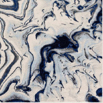 Glendon Cream Blue Marble Rug - Clearance - Ornate Home