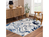 Glendon Cream Blue Marble Rug - Ornate Home