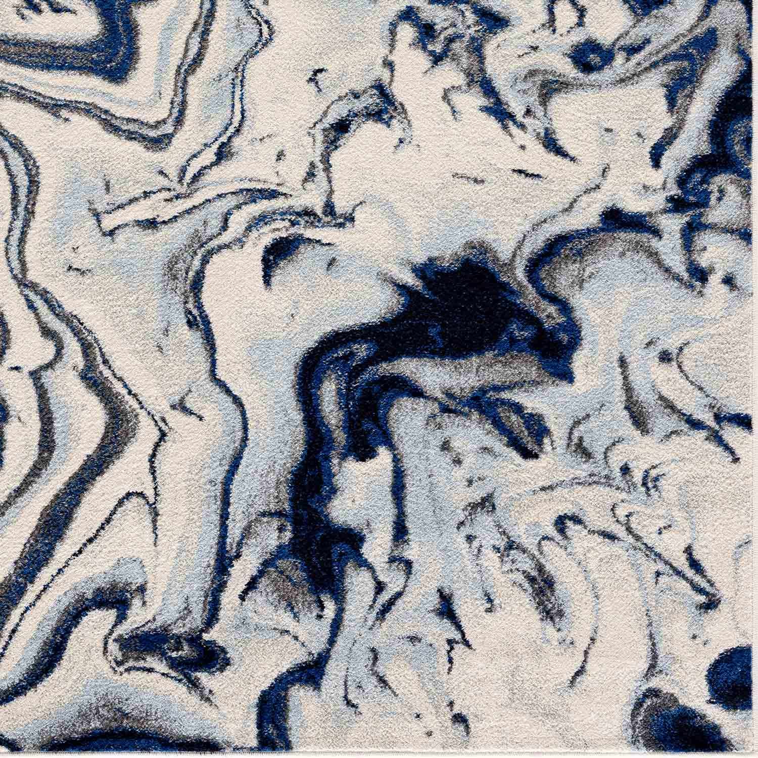 Glendon Cream Blue Marble Rug - Ornate Home