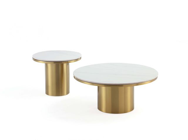 Glenn Coffee Table and End Table in Gold (set of 2) - Ornate Home